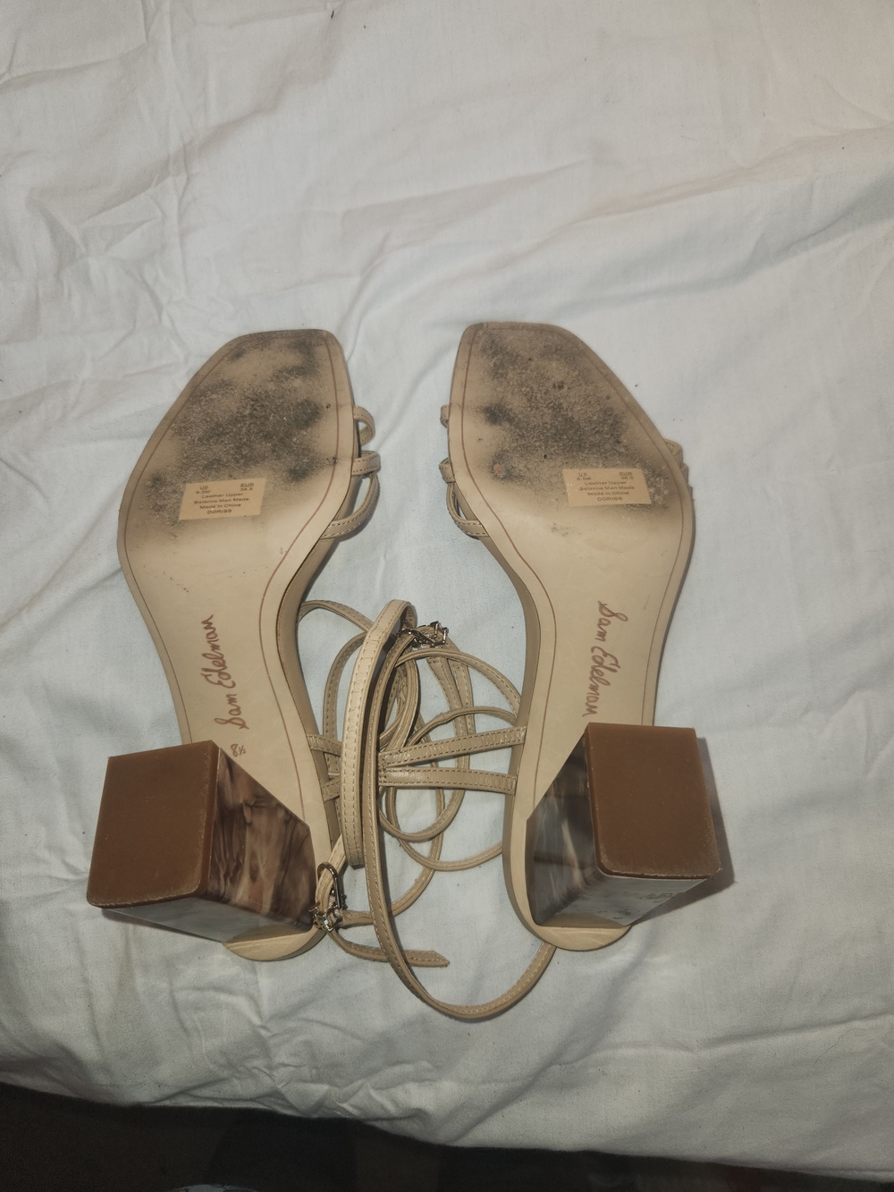Strappy Ankle-Tie Block Heel Sandal in Nude - Picture 10 of 10